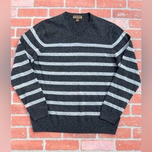 Men’s Gray Striped V-Neck Sweater Pronto Uomo XL